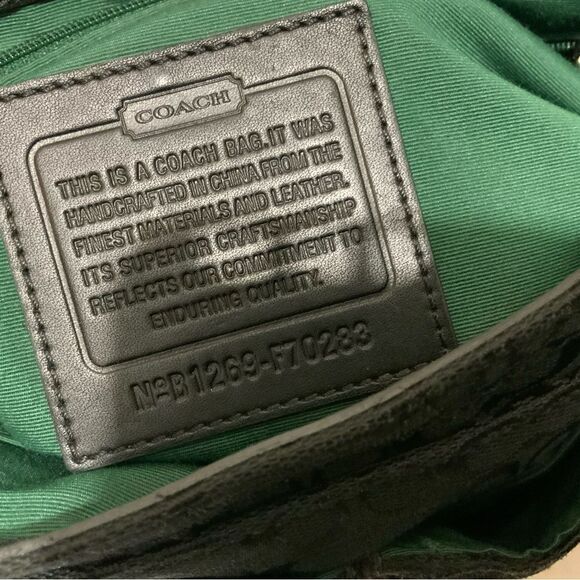 Women's Coach Crossbody Messenger Bag Signature Jacquard F70283 Black Canvas - Picture 9 of 13